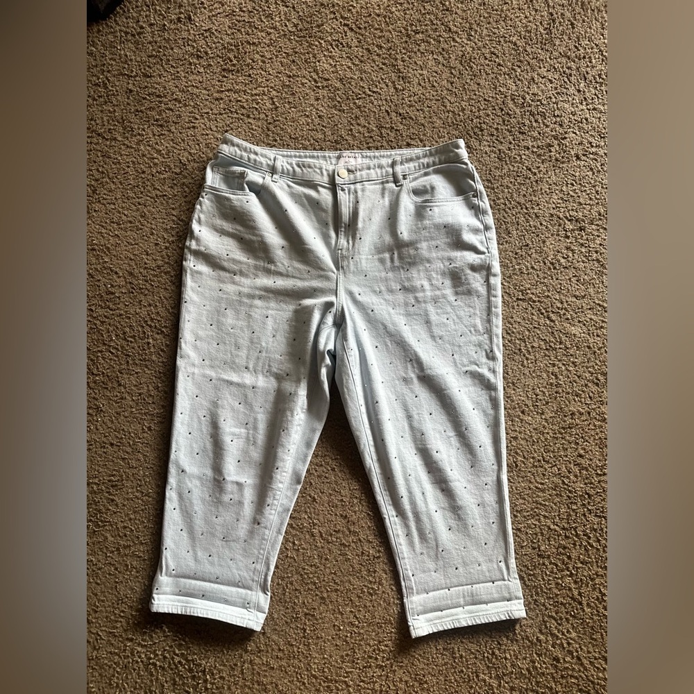 Lane Bryant White Ankle Cropped Jeans